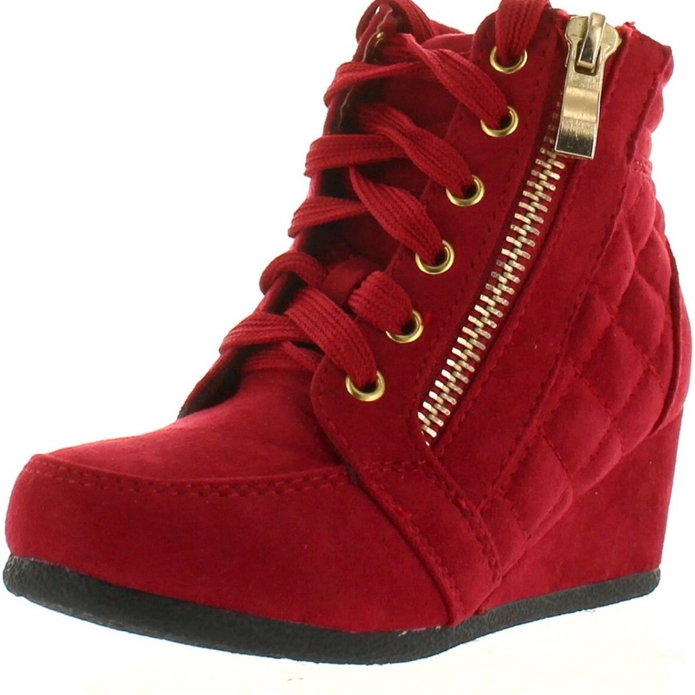 Forever 21 Red Quilted Sneakers - Picture 2 of 9